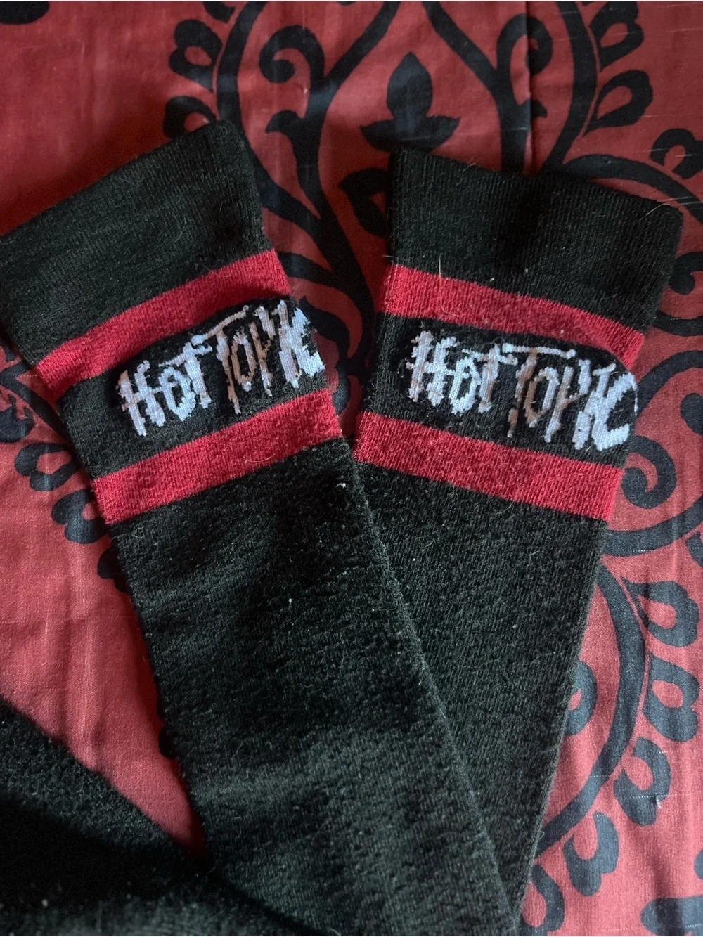 Hot Topic Over-the-Knee Socks with Red Stripes